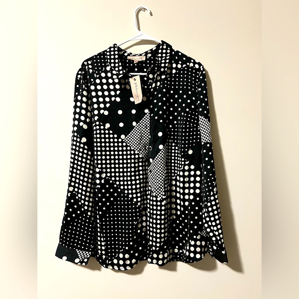 NWT Philosophy Women’s Polka Dot Blouse Size Extra Large